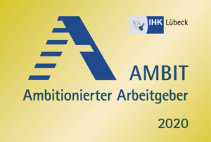 Wir haben die Auszeichnung AMBIT in Gold erhalten. Für Ambitionierter Arbeitgeber