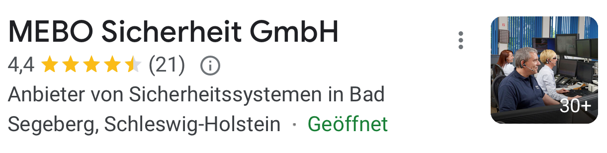 Bewertung bei Google Stand November 2022